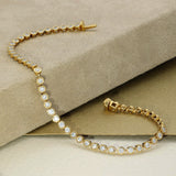 18ct Yellow Gold 2ct Natural Round Brilliant Cut Diamond Bezel Set Tennis Bracelet