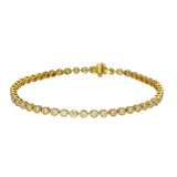 18ct Yellow Gold 2ct Natural Round Brilliant Cut Diamond Bezel Set Tennis Bracelet
