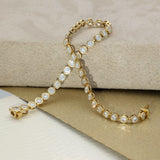 18ct Yellow Gold 4.20ct Natural Round Brilliant Cut Diamond Bezel Set Tennis Bracelet