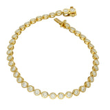18ct Yellow Gold 4.20ct Natural Round Brilliant Cut Diamond Bezel Set Tennis Bracelet