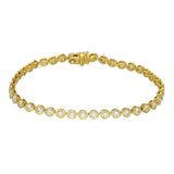 18ct Yellow Gold 4.20ct Natural Round Brilliant Cut Diamond Bezel Set Tennis Bracelet