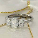 Platinum GIA Cert Oval Cut Diamond Trilogy Ring 1.50ct Total