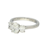 Platinum GIA Cert Oval Cut Diamond Trilogy Ring 1.50ct Total