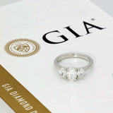 Platinum GIA Cert Oval Cut Diamond Trilogy Ring 1.50ct Total