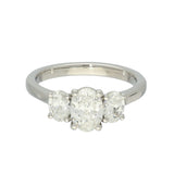 Platinum GIA Cert Oval Cut Diamond Trilogy Ring 1.50ct Total
