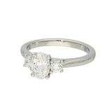 Platinum 0.90ct GIA Cert Oval Cut Diamond & 0.34ct Round Diamond Trilogy Ring