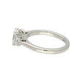 Platinum 0.90ct GIA Cert Oval Cut Diamond & 0.34ct Round Diamond Trilogy Ring