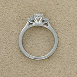 Platinum 0.90ct GIA Cert Oval Cut Diamond & 0.34ct Round Diamond Trilogy Ring