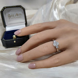 Platinum 0.90ct GIA Cert Oval Cut Diamond & 0.34ct Round Diamond Trilogy Ring