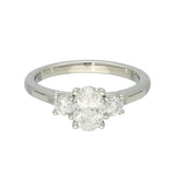 Platinum 0.90ct GIA Cert Oval Cut Diamond & 0.34ct Round Diamond Trilogy Ring