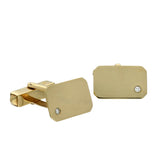 9ct Yellow Gold Diamond Set Rectangular Cufflinks