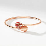 Fabergé 18ct Rose Gold Forever Palais Crossover Bracelet with Red Guilloché Enamel