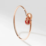 Fabergé 18ct Rose Gold Forever Palais Crossover Bracelet with Red Guilloché Enamel