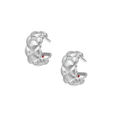 Fabergé Crown 18ct White Gold Quilted Hoop Earrings with Diamonds
