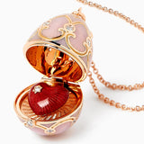 Fabergé Heritage 18ct Rose Gold Surprise Heart Pendant - Pink Gilloché Enamel