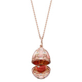 Fabergé Heritage 18ct Rose Gold Surprise Heart Pendant - Pink Gilloché Enamel