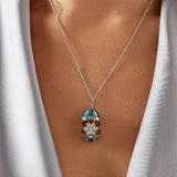 Fabergé Heritage 18ct White Gold Surprise Snowflake Pendant -Teal Gilloché Enamel