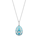 Fabergé Heritage 18ct White Gold Surprise Snowflake Pendant -Teal Gilloché Enamel
