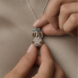 Fabergé Heritage 18ct White Gold Surprise Snowflake Pendant -Teal Gilloché Enamel