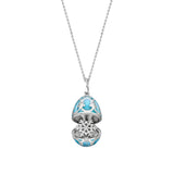 Fabergé Heritage 18ct White Gold Surprise Snowflake Pendant -Teal Gilloché Enamel