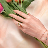 Fabergé 18ct Rose Gold Forever Crossover Ring with Guilloché Enamel - Pink