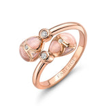 Fabergé 18ct Rose Gold Forever Crossover Ring with Guilloché Enamel - Pink