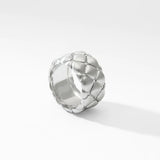 Fabergé 18ct White Gold Fabergé Crown Quilted Ring with Diamonds