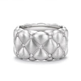 Fabergé 18ct White Gold Fabergé Crown Quilted Ring with Diamonds