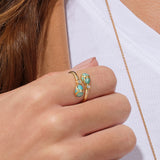 Fabergé 18ct Yellow Gold Forever Crossover Ring with Guilloché Enamel - Turquoise