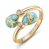 Fabergé 18ct Yellow Gold Forever Crossover Ring with Guilloché Enamel - Turquoise