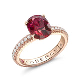 Fabergé 18ct Rose Gold Love by Fabergé Ruby Pavé Ring with Diamonds