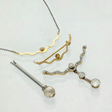 Antique Platinum Old Cut Diamond Drop Necklace with Brooch Attachment