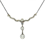 Antique Platinum Old Cut Diamond Drop Necklace with Brooch Attachment