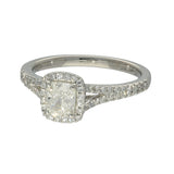 Platinum Certificated 0.59ct Cushion Cut Diamond Halo Shoulders Ring