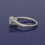 Platinum Certificated Cushion Cut Diamond Halo Shoulders Ring