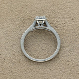 Platinum Certificated 0.59ct Cushion Cut Diamond Halo Shoulders Ring