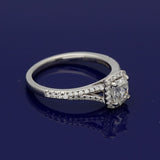 Platinum Certificated Cushion Cut Diamond Halo Shoulders Ring