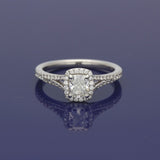 Platinum Certificated Cushion Cut Diamond Halo Shoulders Ring