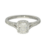 Platinum Certificated 0.59ct Cushion Cut Diamond Halo Shoulders Ring