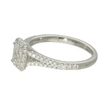 Platinum 0.51ct  Emerald Cut Diamond Halo Ring with Diamond Shoulders