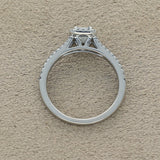 Platinum 0.51ct  Emerald Cut Diamond Halo Ring with Diamond Shoulders