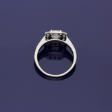 Platinum 0.83ct E VS1 Emerald Cut Certificated Diamond & Round Diamond Art Deco Style Cluster Ring