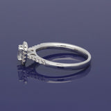 18ct White Gold 0.30ct G VVS2 Certificated Emerald Cut Diamond & Round Diamond Halo Ring
