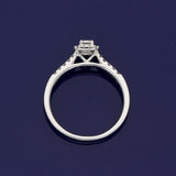 18ct White Gold 0.30ct G VVS2 Certificated Emerald Cut Diamond & Round Diamond Halo Ring