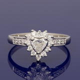 Platinum 0.31ct Heart Cut Diamond Halo Ring With Diamond Shoulders