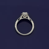 Platinum 0.71ct D SI1 Certificated Oval Cut Diamond Halo Ring with Diamond Set Shoulders