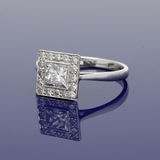 18ct White Gold 0.81ct Total Diamond Art Deco Style Square Halo Ring