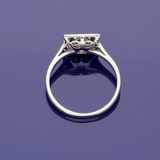18ct White Gold 0.81ct Total Diamond Art Deco Style Square Halo Ring