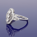 Platinum 0.77ct Total Diamond Art Deco Style Cluster Cocktail Ring