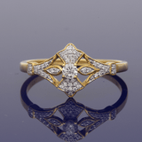 18ct Yellow Gold 0.19ct Total Diamond Art Deco Style Cluster Ring